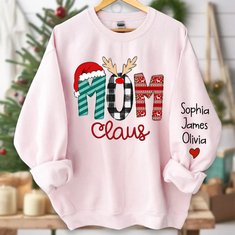 Custom Family Name Mom-Mom Claus - Personalized Sweatshirt - Best Christmas Gift For Grandma, Mom, Family Member - NH96 - Image 3