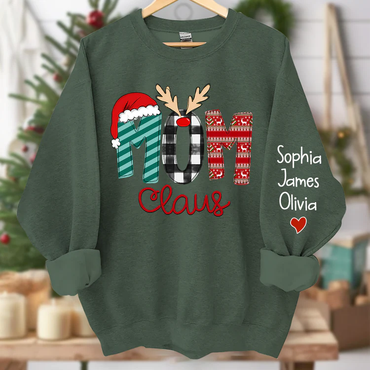 Custom Family Name Mom-Mom Claus - Personalized Sweatshirt - Best Christmas Gift For Grandma, Mom, Family Member - NH96 - Image 5