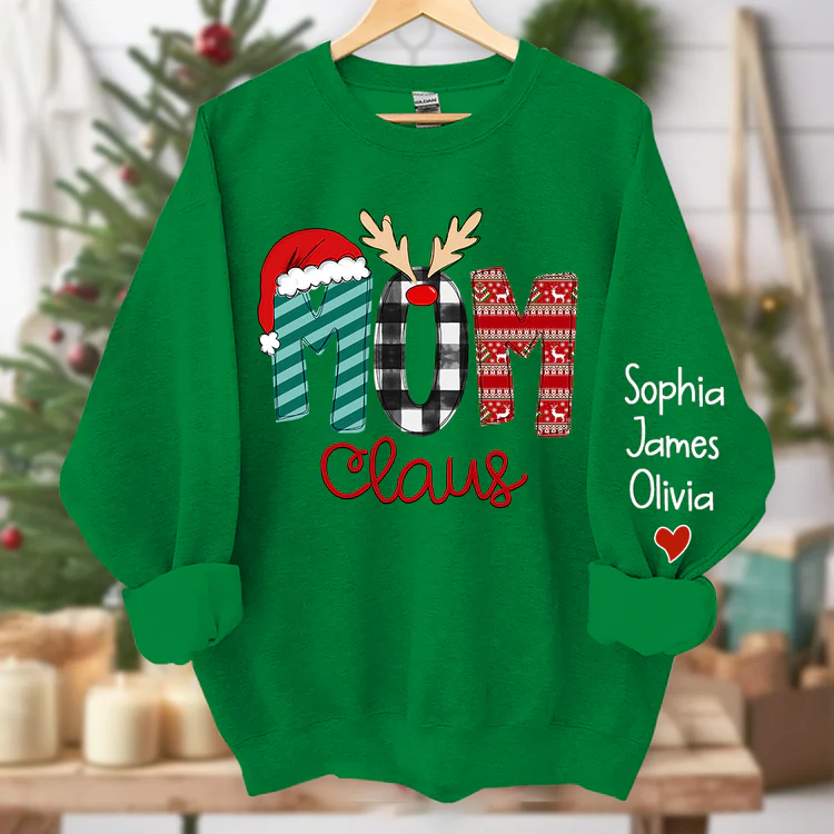 Custom Family Name Mom-Mom Claus - Personalized Sweatshirt - Best Christmas Gift For Grandma, Mom, Family Member - NH96 - Image 6