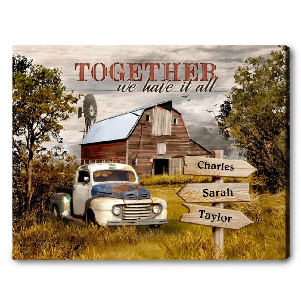 Custom Family Name Together We Have It All - Personalized Poster Canvas - Gifts For Mom and Dad