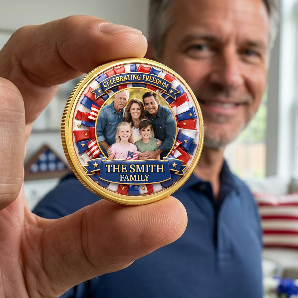 Custom Family Photo 250 Years Celebrating American Freedom - Personalized Commemorative Coin - Gifts For Patriotic Family - Image 3