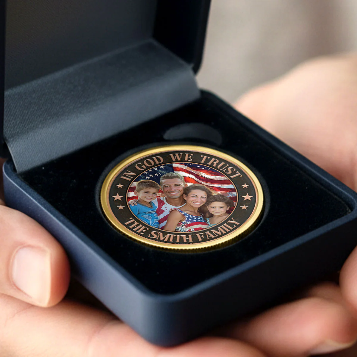 Custom Family Photo In God We Trust 250 Years of American Freedom - Personalized Commemorative Coin - Gifts For Patriotic Family - Image 3