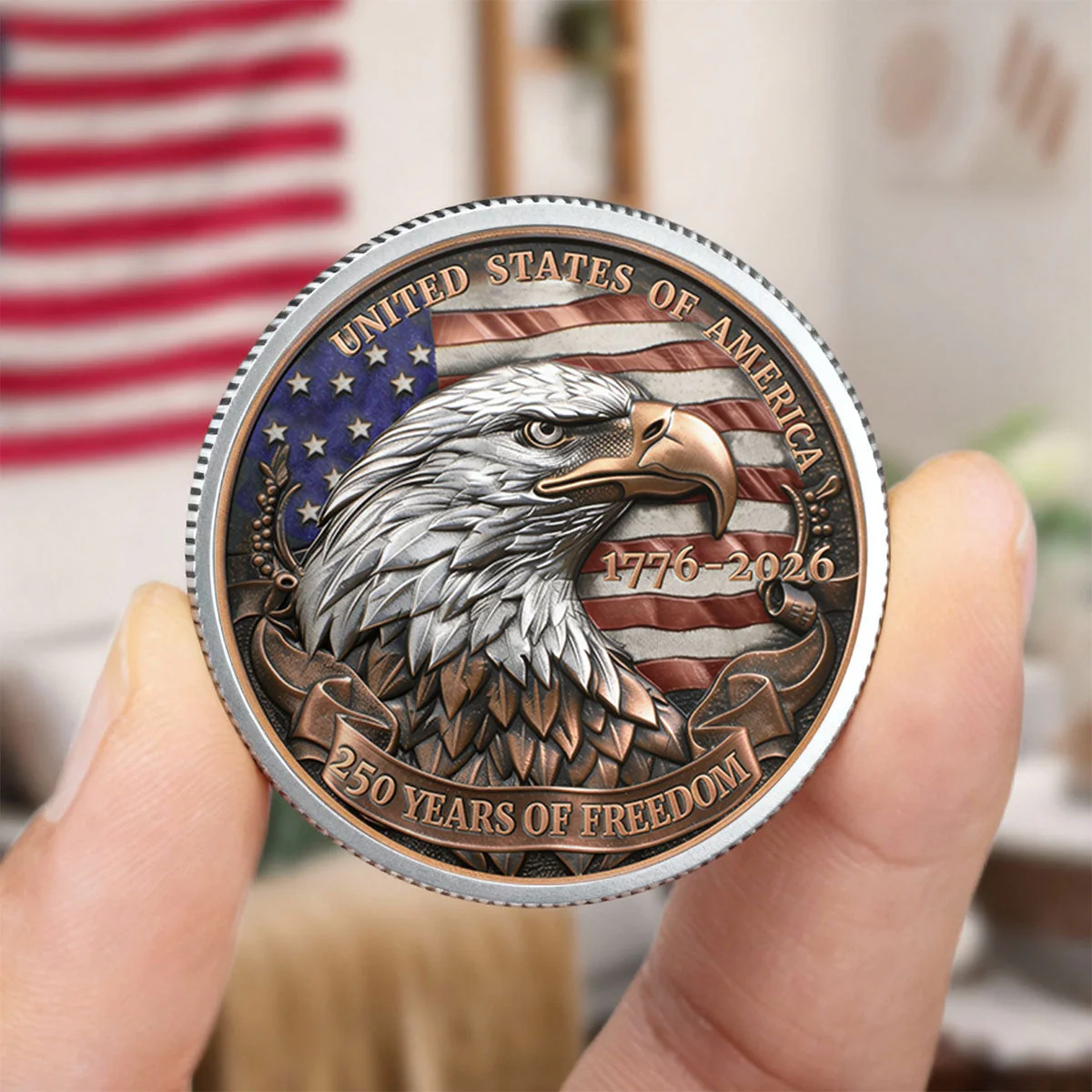 Custom Family Photo In God We Trust 250 Years of American Freedom - Personalized Commemorative Coin - Gifts For Patriotic Family - Image 4