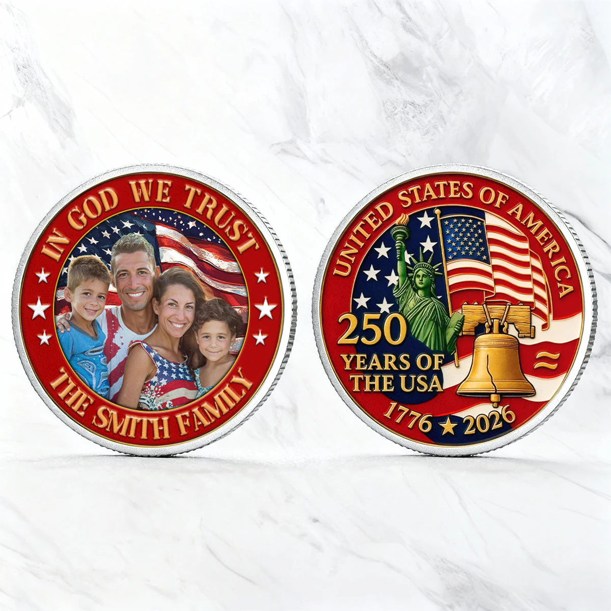 Custom Family Photo In God We Trust 250 Years Of The USA - Personalized Commemorative Coin - Gifts For Patriotic Family - Image 5