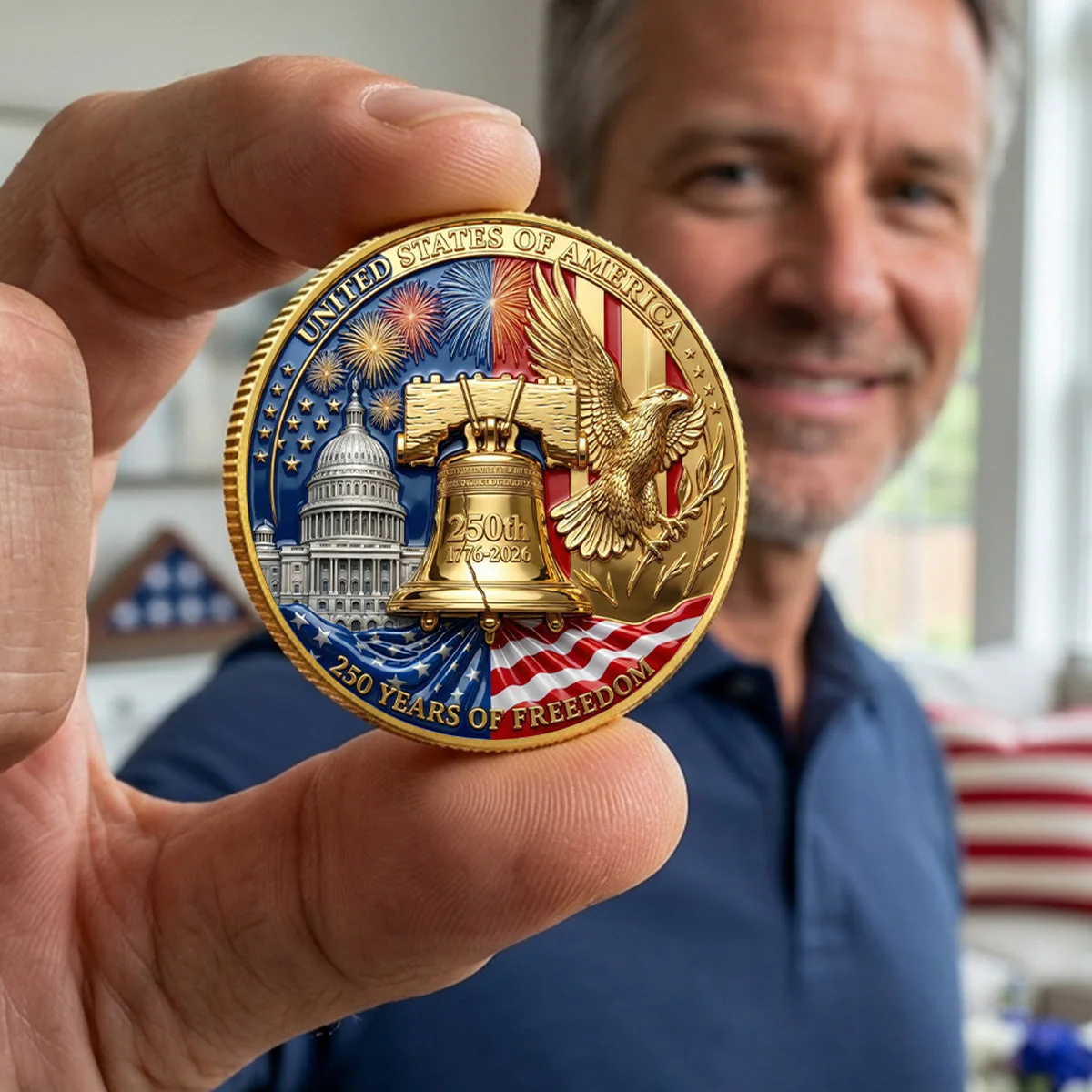 Custom Family Photo In God We Trust USA 250th Freedom - Personalized Commemorative Coin - Gifts For Patriotic Family - Image 3