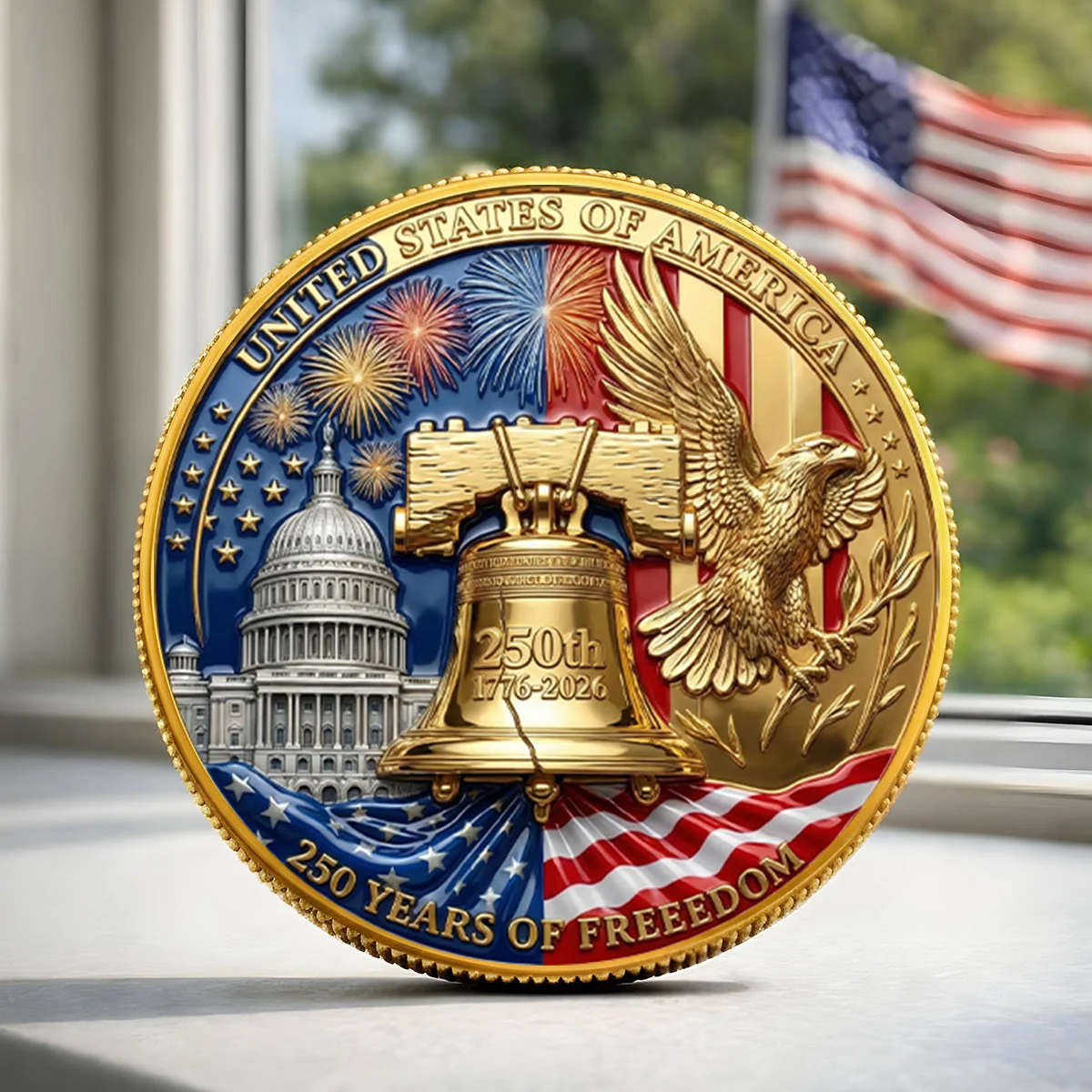 Custom Family Photo In God We Trust USA 250th Freedom - Personalized Commemorative Coin - Gifts For Patriotic Family - Image 4