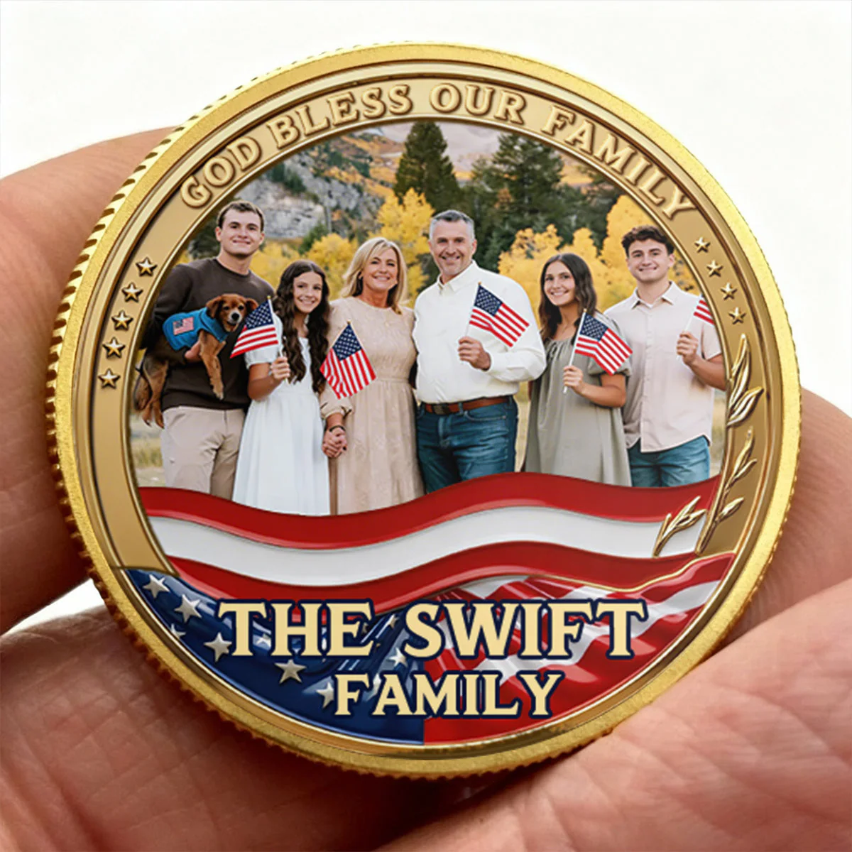 Custom Family Photo In God We Trust USA 250th Freedom - Personalized Commemorative Coin - Gifts For Patriotic Family - Image 5