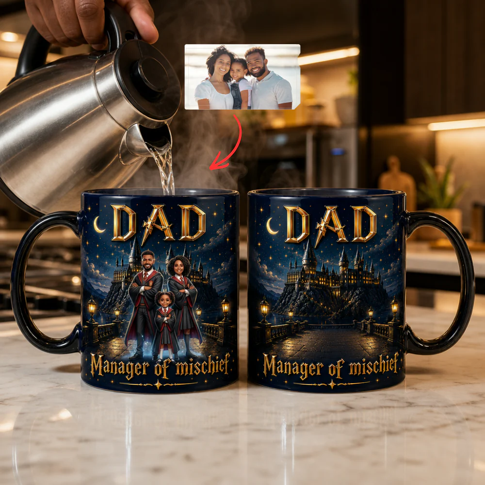 Custom Family Photo Superhero Dad - Personalized Color Changing Mug - Gift For Dad - Image 5