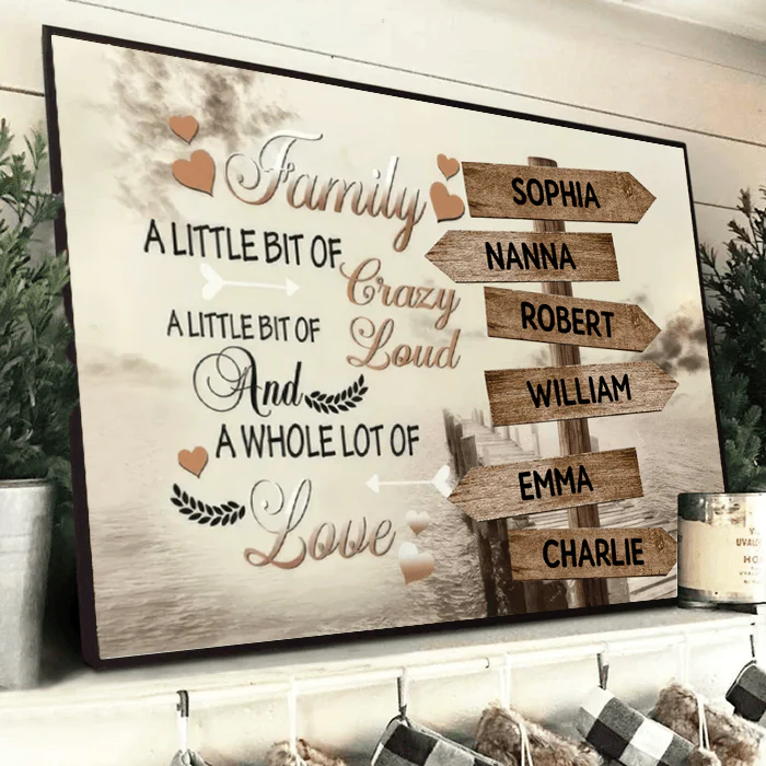 Custom Family Signpost Names Rustic Wall Art - Personalized Poster Canvas - Gift For Family Members, Mom and Dad - Image 3