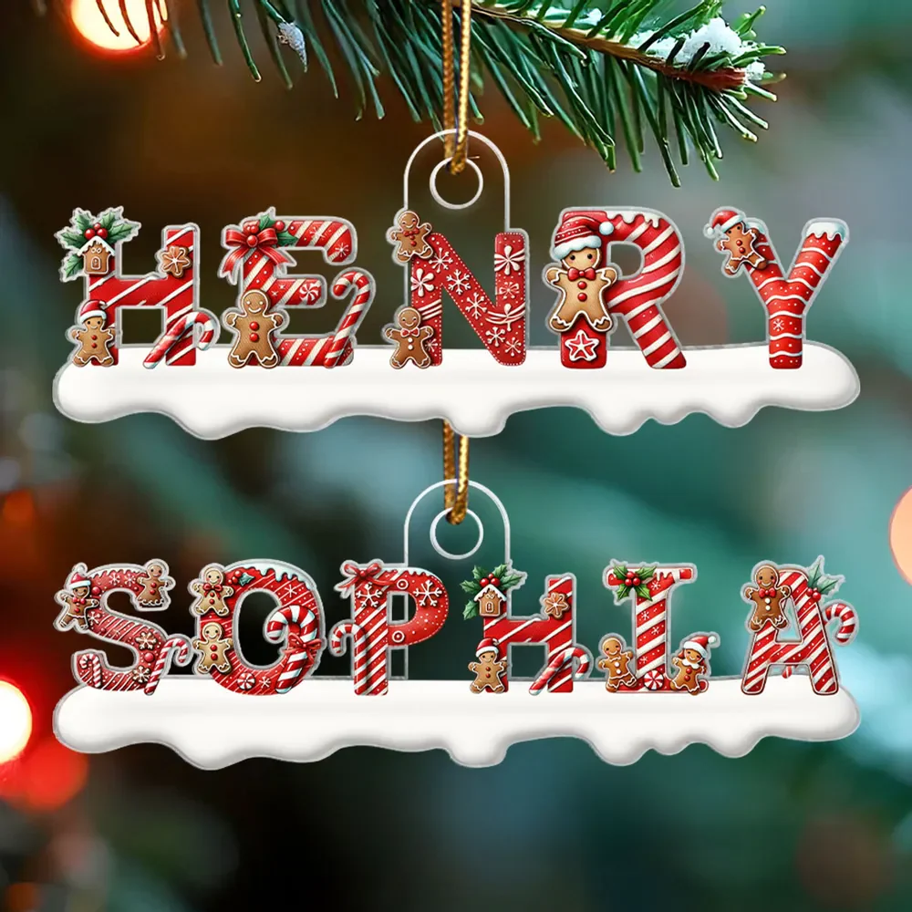 Custom Letters Candy Cane ALphabet 2025 - Personalized Acrylic Ornament - Christmas Gift For Family Members NA94 - Image 2