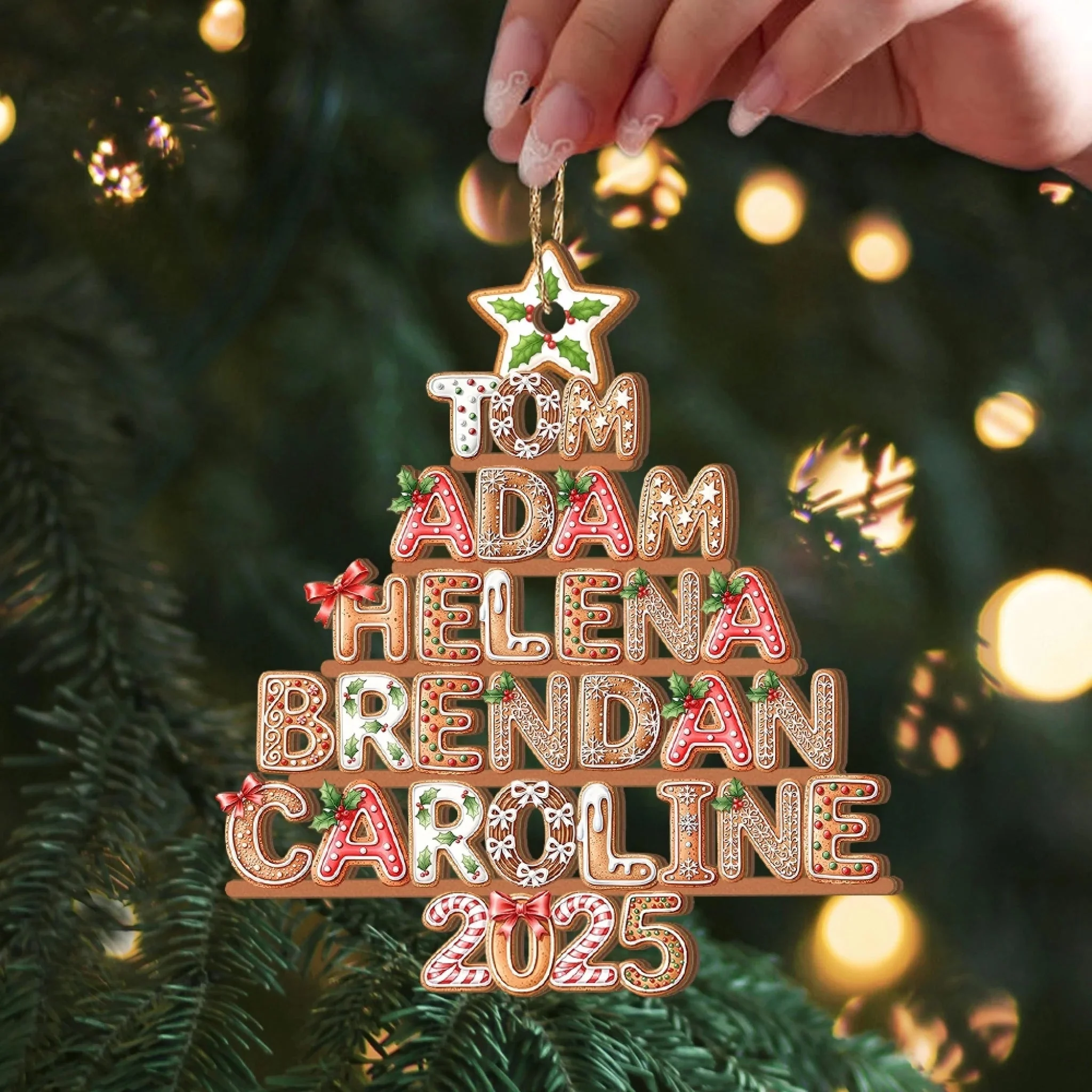 Custom Letters Colorful Gingerbread 2025 - Personalized Acrylic Ornament - Christmas Gift For Family Members NA94 - Image 2