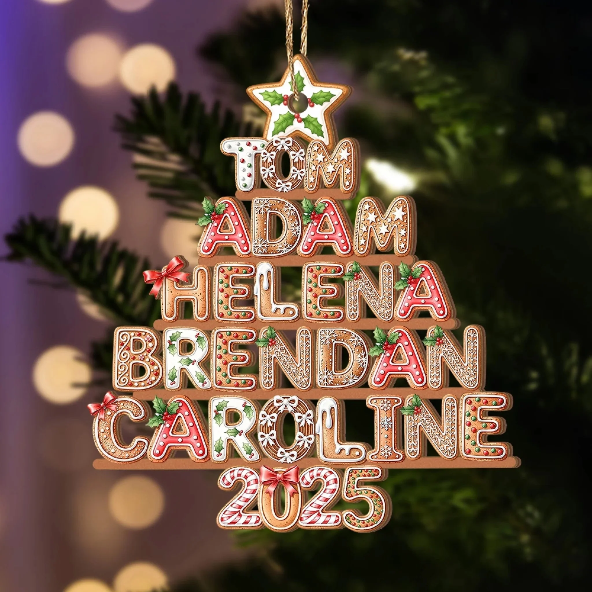 Custom Letters Colorful Gingerbread 2025 - Personalized Acrylic Ornament - Christmas Gift For Family Members NA94 - Image 3
