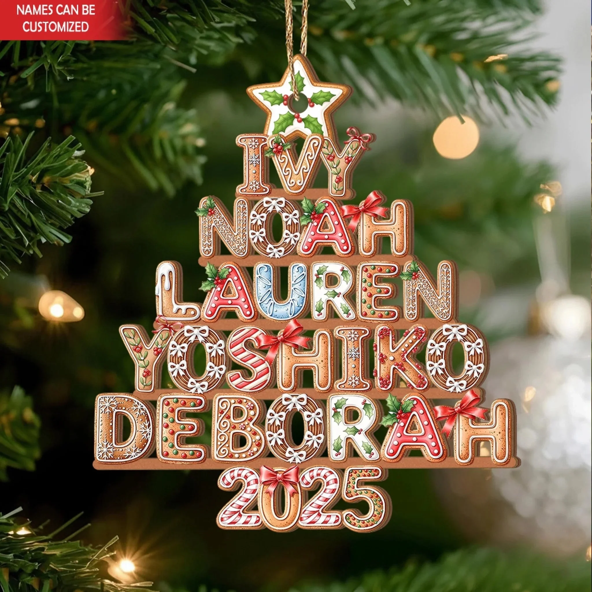 Custom Letters Colorful Gingerbread 2025 - Personalized Acrylic Ornament - Christmas Gift For Family Members NA94 - Image 4