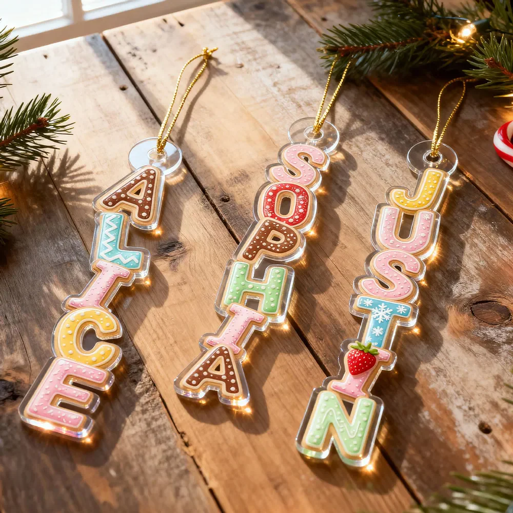 Custom Letters Cute Cookies For Christmas 2025 - Personalized Acrylic Ornament - Christmas Gift For Family Members NA94 - Image 3