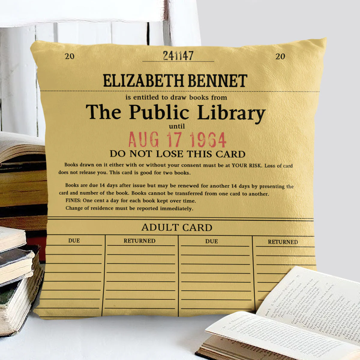 Custom Library Card - Personalized Pillow - Gift For Book Lovers, Readers HH01 - Image 2