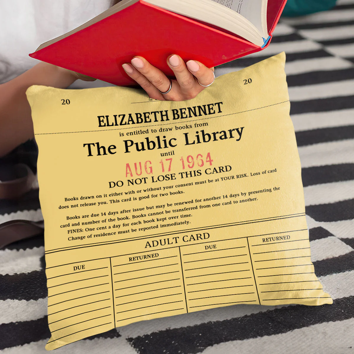 Custom Library Card - Personalized Pillow - Gift For Book Lovers, Readers HH01 - Image 3