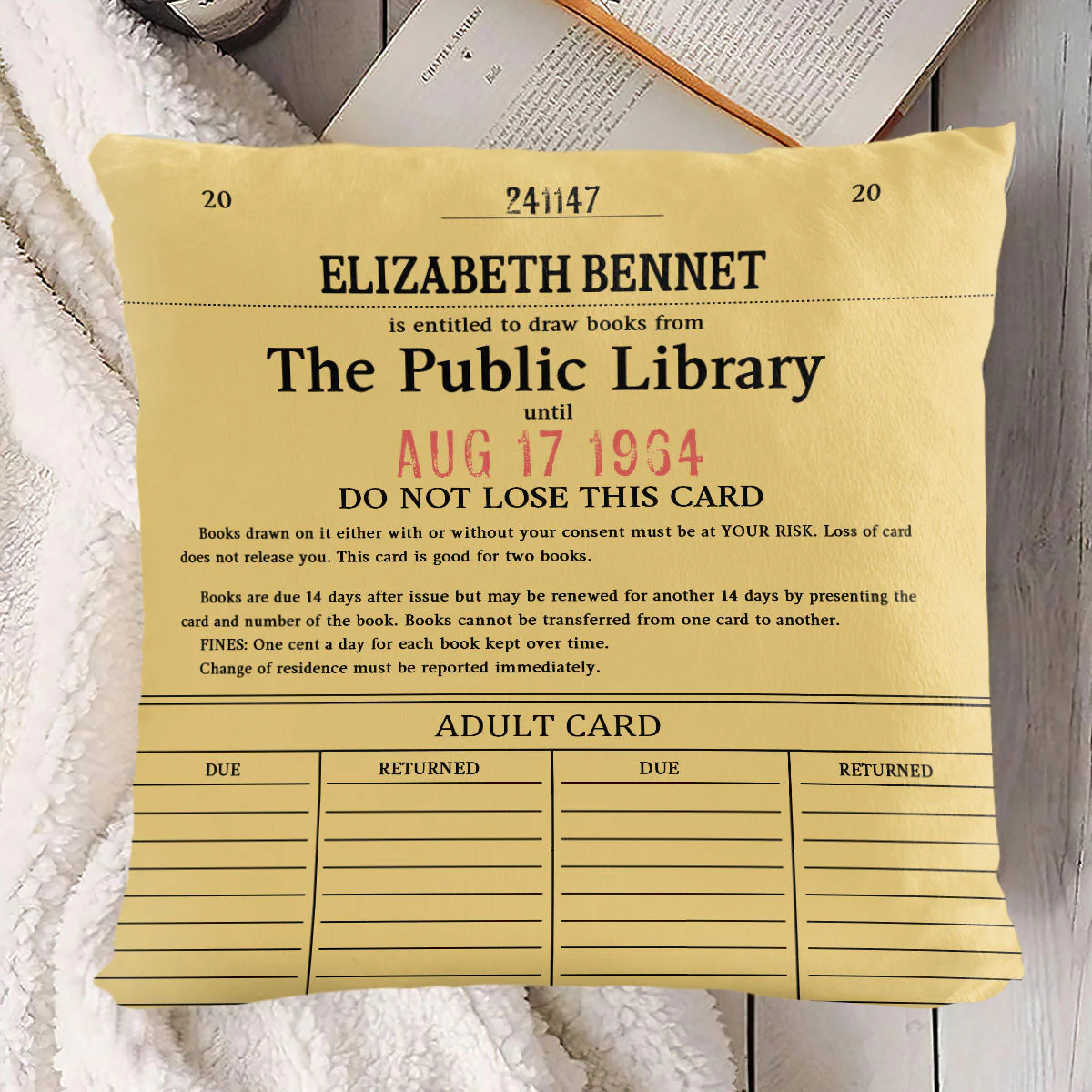 Custom Library Card - Personalized Pillow - Gift For Book Lovers, Readers HH01 - Image 4