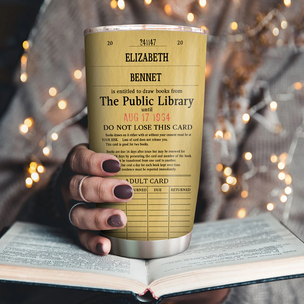 Custom Library Card - Personalized Stainless Steel Tumbler - Gift For Book Lovers, Readers HH01 - Image 3