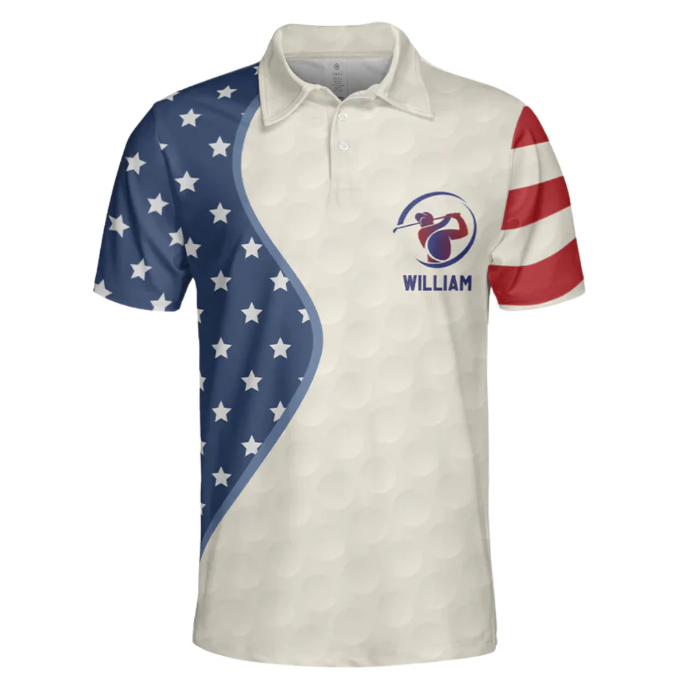 Custom Name American Flag Vintage Style - Gift For Husband, Father - Men Polo - Image 2