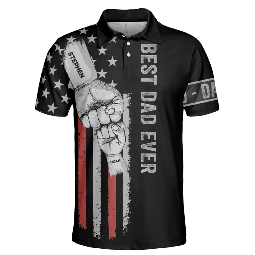 Custom Name Best Dad Ever - Gift For Father, Grandfather - Men Polo - Image 2