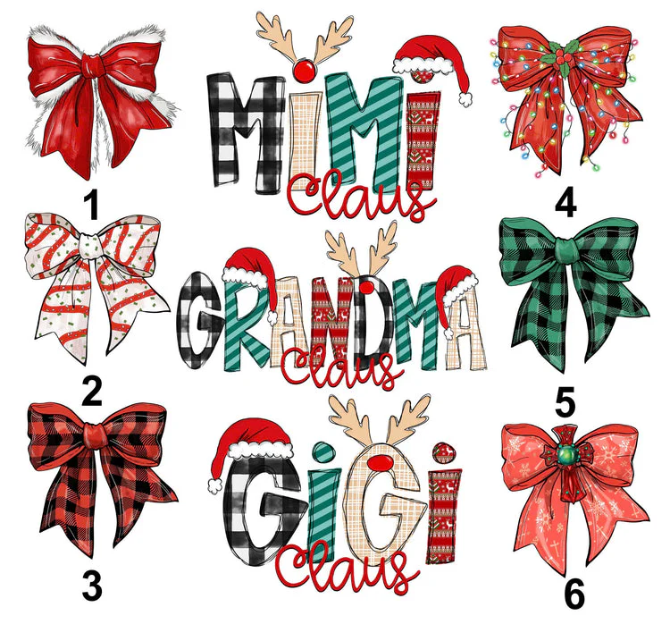 Custom Name Christmas Gigi Claus With Kids Name - Personalized  Coquette Bow Sweatshirt - Gift For Grandma, Mom - NH96 - Image 6