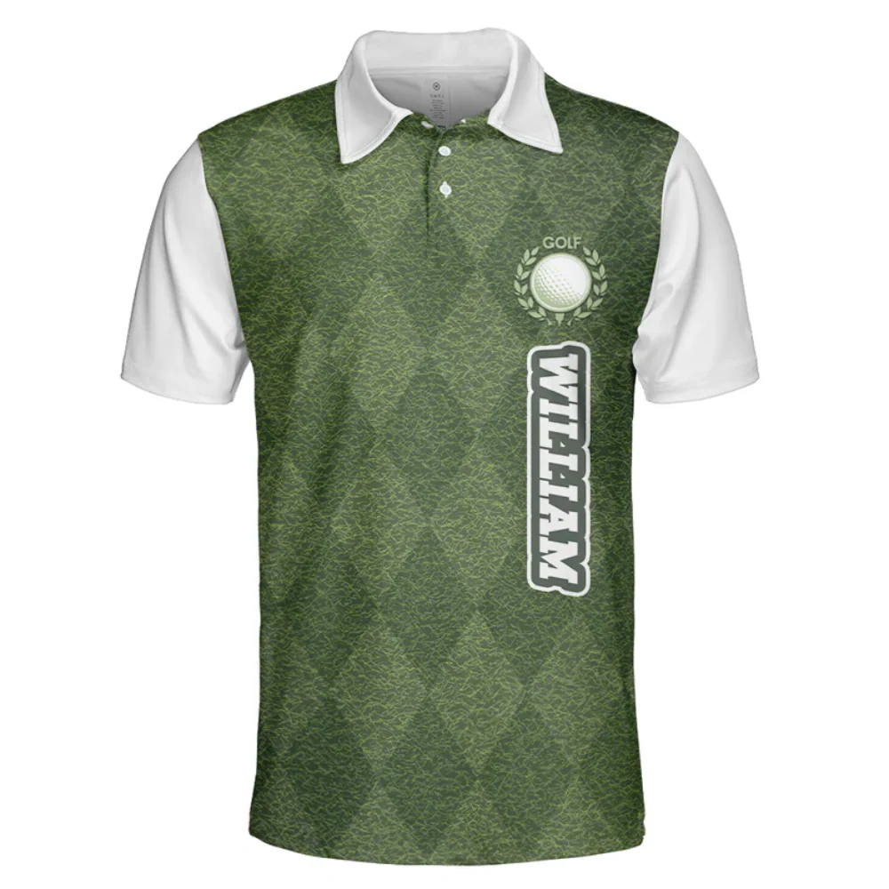 Custom Name Green Grass Golf - Gift For Golf Lovers - Men Polo - Image 2