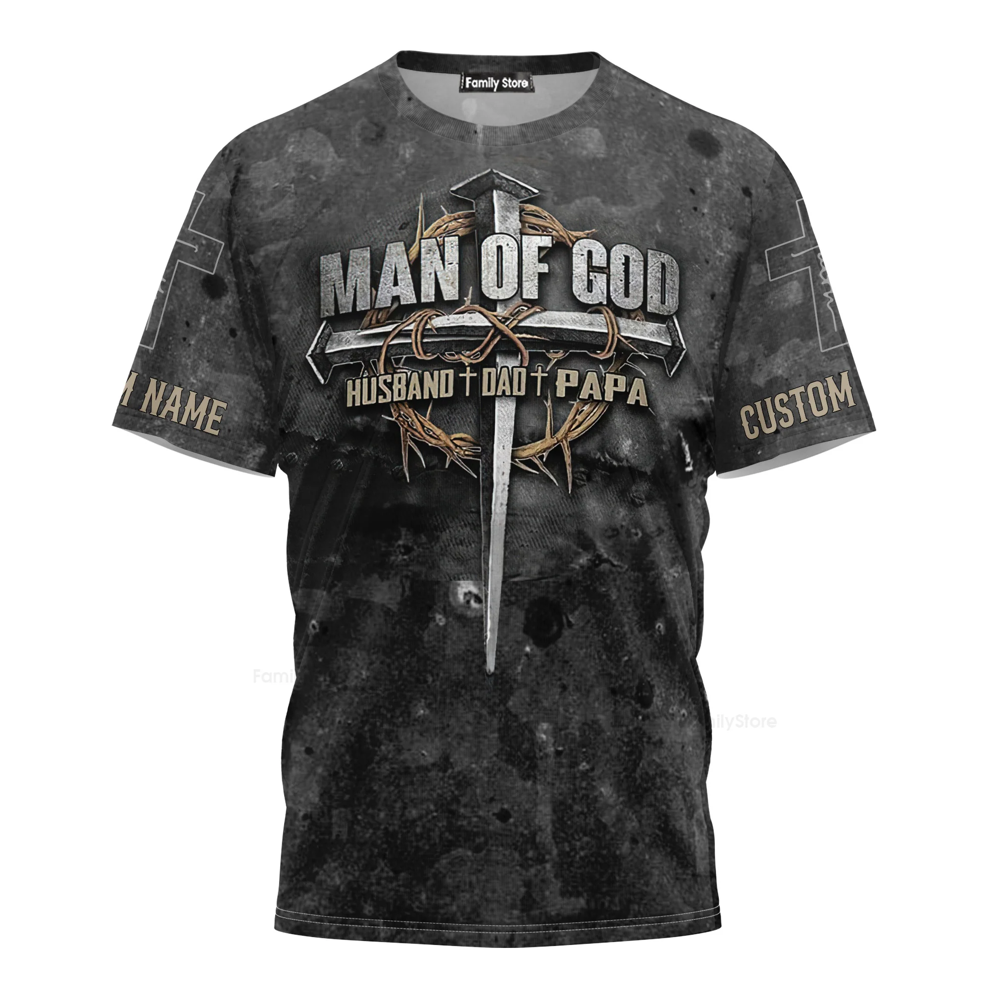 Custom Name Man of God  – Christian Patriotic All Over Print Tshirt - Gift for Husband, Dad, Papa - Image 2