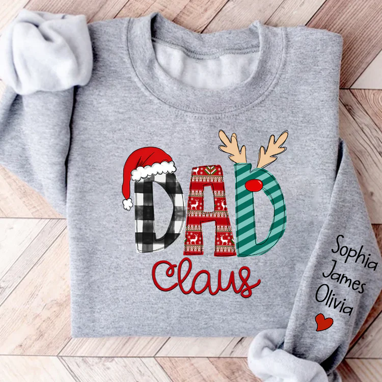 Custom Name Merry Christmas Dad Claus - Personalized Sweatshirt - Gift for Dad, Grandpa, Husband - NH96 - Image 2