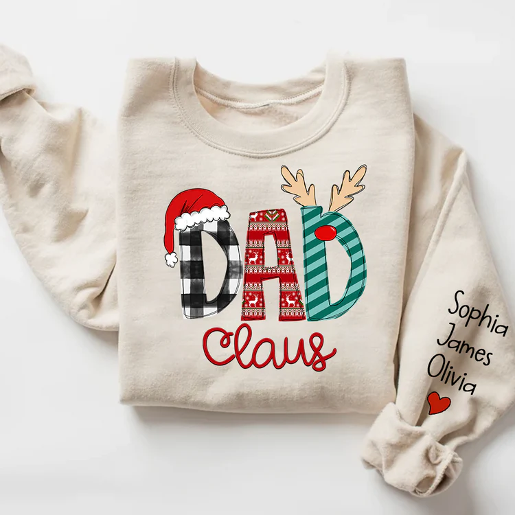 Custom Name Merry Christmas Dad Claus - Personalized Sweatshirt - Gift for Dad, Grandpa, Husband - NH96 - Image 4