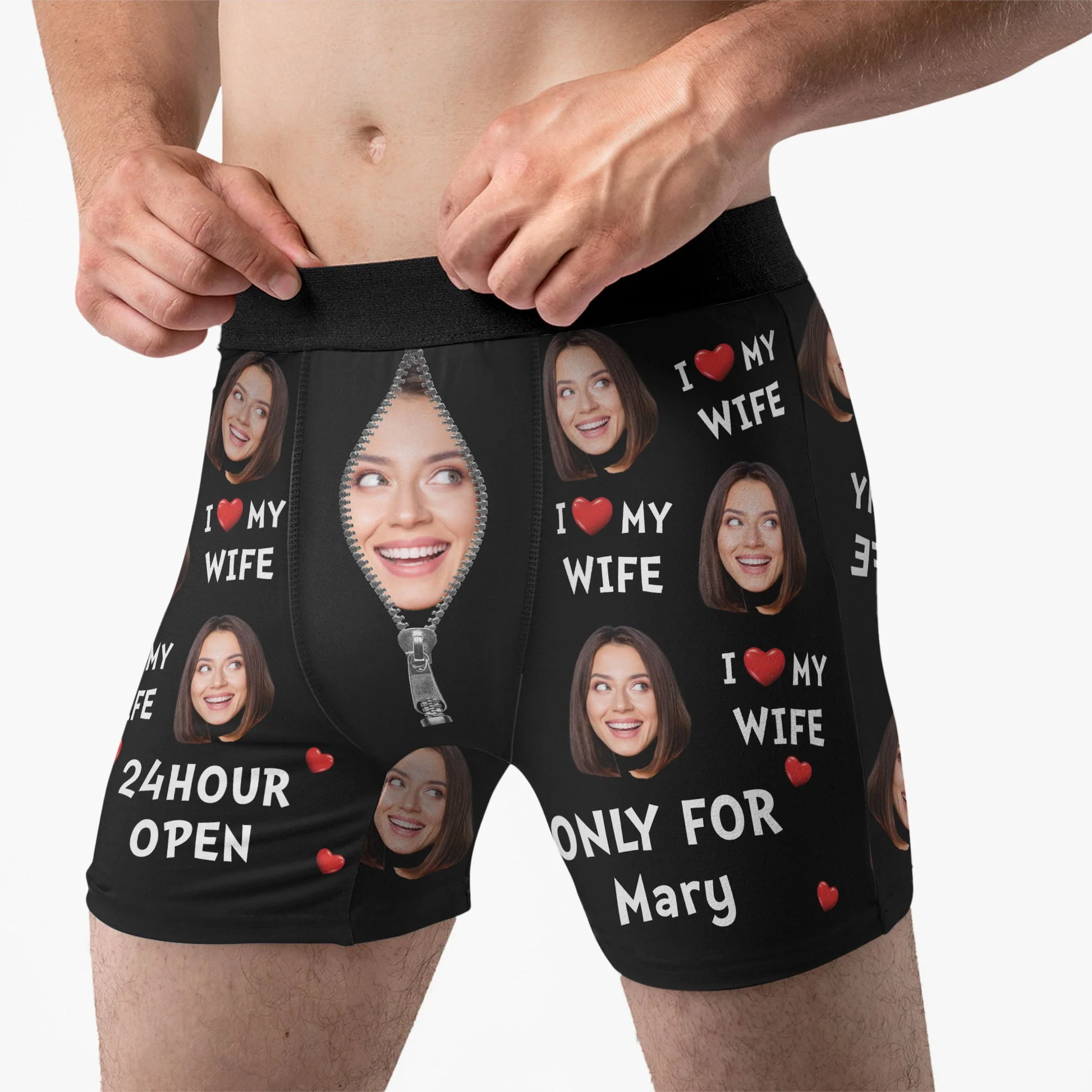 Custom Photo 24hour Open Only For My Wife - Gift For Husband, Boyfriend - Personalized Men's Boxer Briefs - Image 3