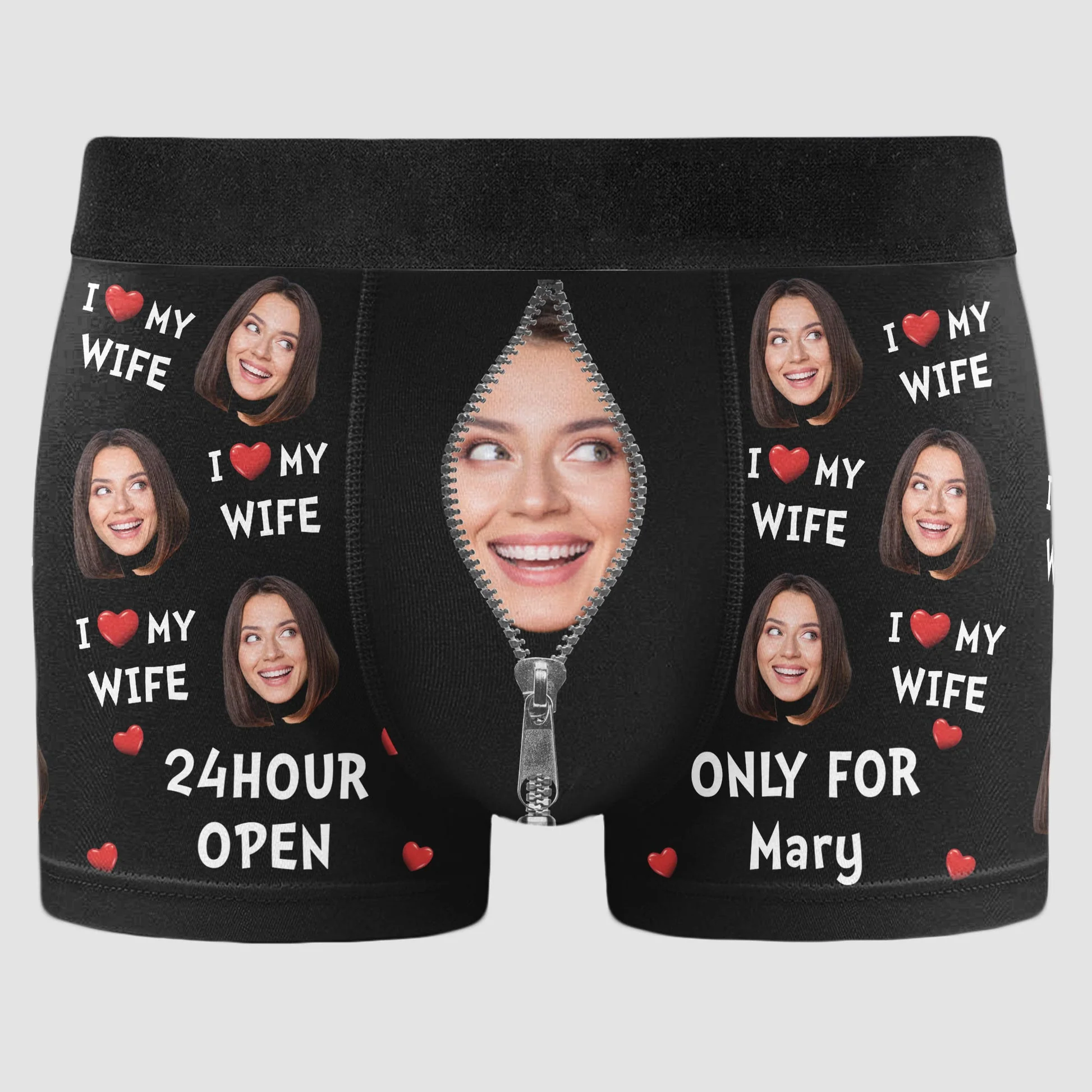 Custom Photo 24hour Open Only For My Wife - Gift For Husband, Boyfriend - Personalized Men's Boxer Briefs - Image 5