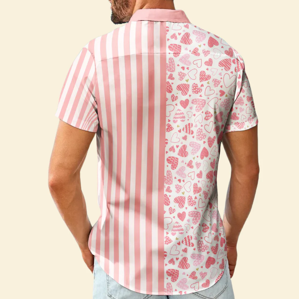 Custom Photo Be My Valentine Pink - Gift For Couple - Personalized Hawaiian Shirt - Image 2