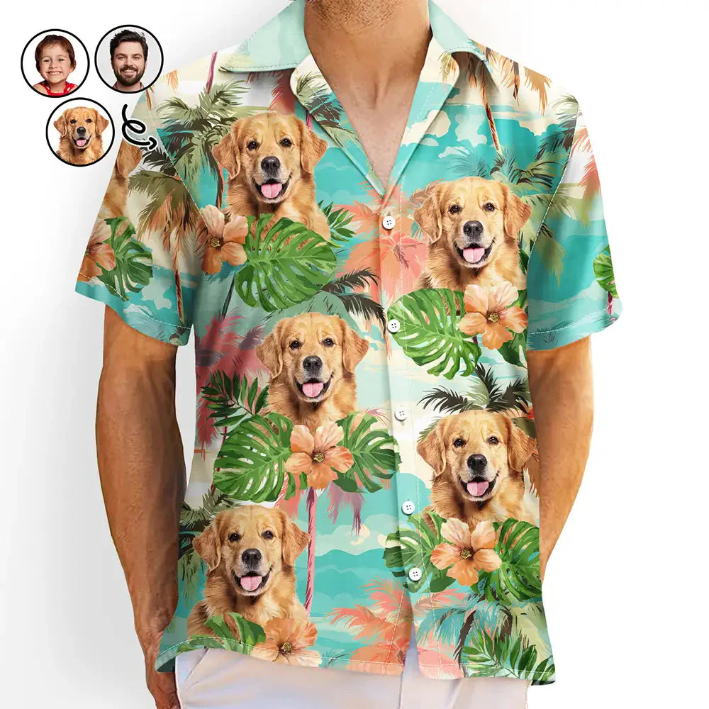 Custom Photo Beach Summer Tropical Fun Face Vacation Vibe - Personalized Hawaiian Shirt - Image 4