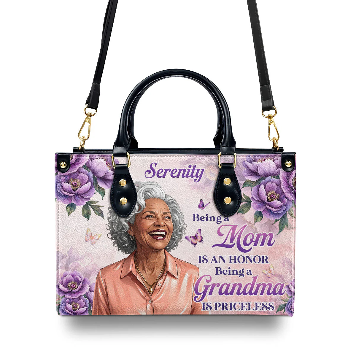 Custom Photo Being A Grandma Is Priceless - Personalized Leather Bag - Gift For Mom, Grandma - Image 4