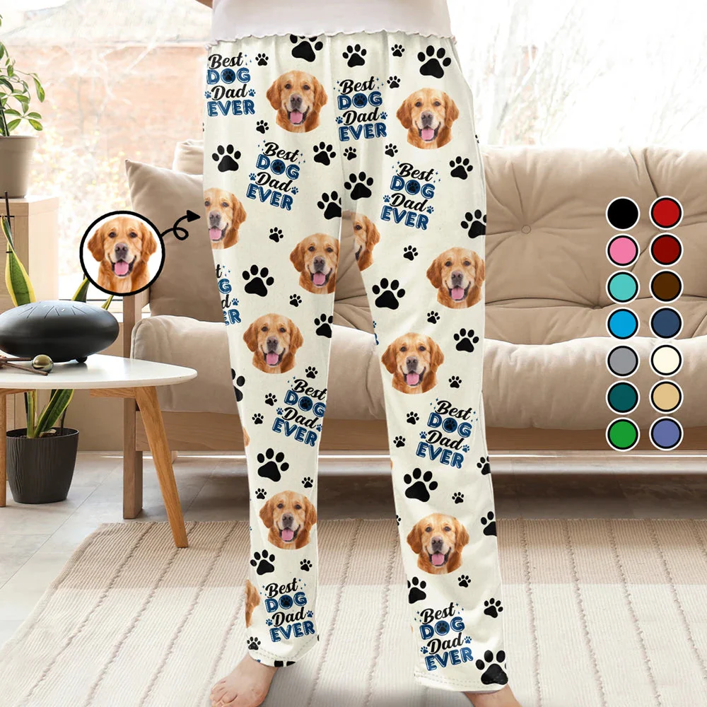 Custom Photo Best Dog Dad Dog Mom Paw Paw - Gift For Pet Lovers - Personalized Pajama Pants - NA94