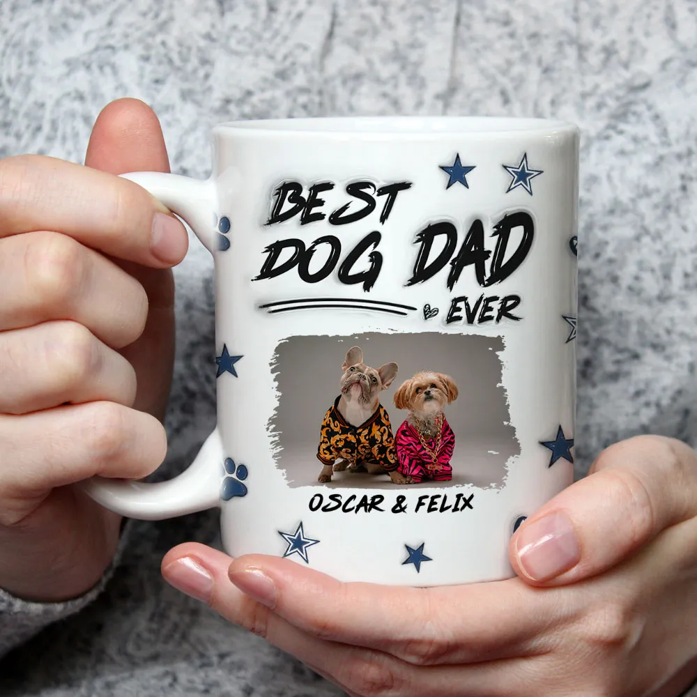 Custom Photo Best Dog Dad Line  - Personalized 3D Inflated Effect Ceramic Mug - Gift For Dog Lovers | NA94 - Image 4