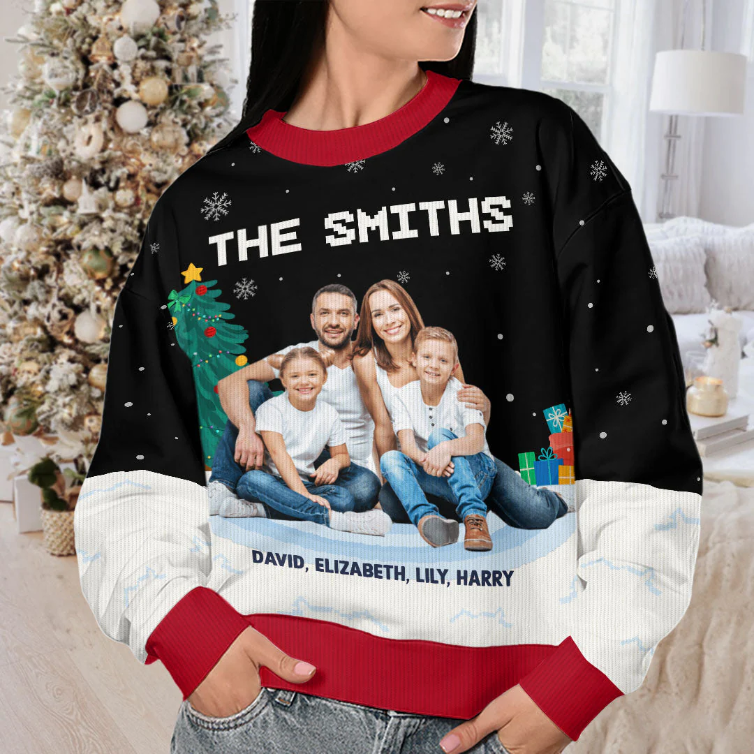 Custom Photo Best Family Ever - Personalized Ugly Sweater - Christmas Gift For Family Members NA94 - Image 3
