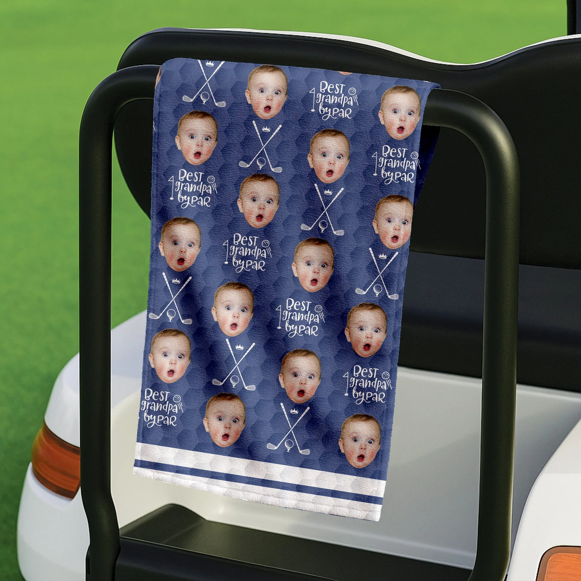 Custom Photo Best Grandpa By Par Funny - Personalized Golf Towel - Gift For Grandpa - Image 6