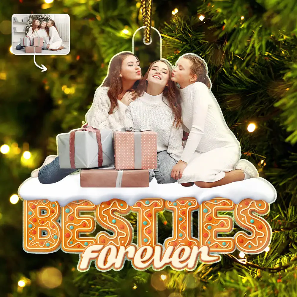 Custom Photo Besties Sisters Family Forever Christmas Gingerbread - Personalized Acrylic Ornament - Christmas Gifts For Family NL122