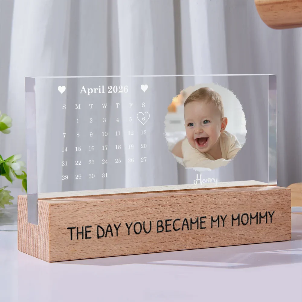Custom Photo Calendar The Day You Became My Daddy - Personalized 3D Led Light - Gift For Dad - Image 2