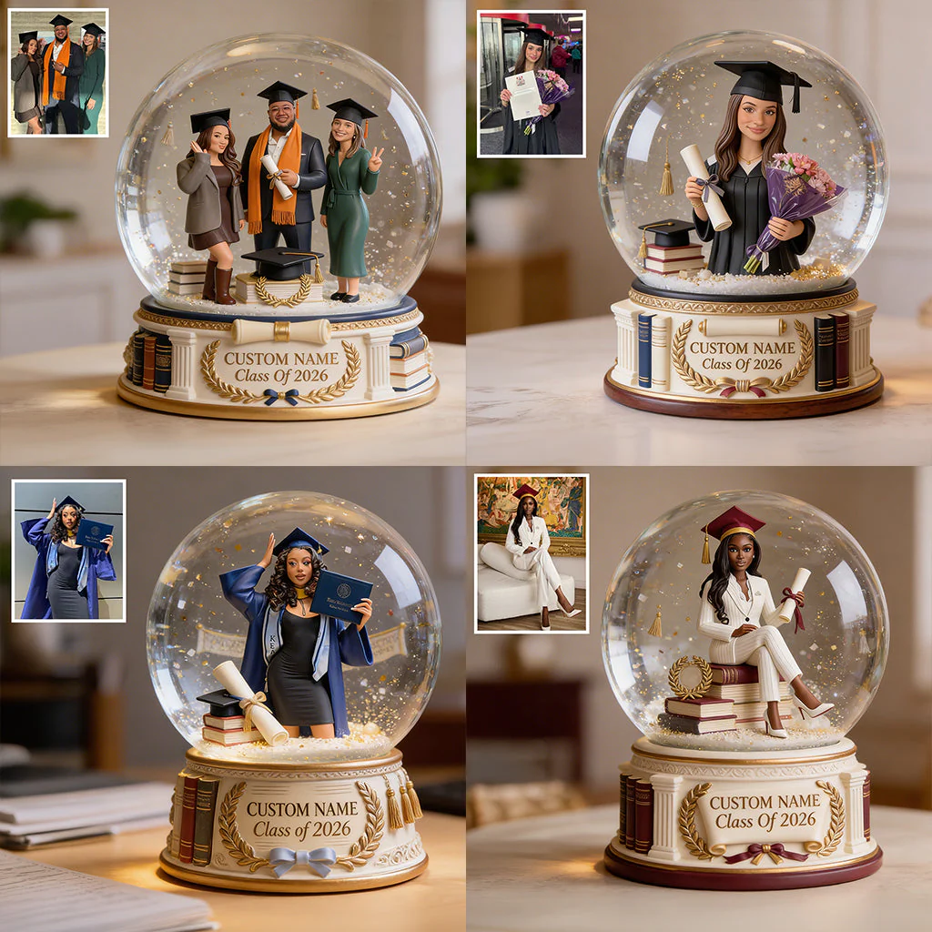 Custom Photo Celebrate Graduation Snow Globe - Personalized Shape Acrylic Plaque - Gift For Graduates
