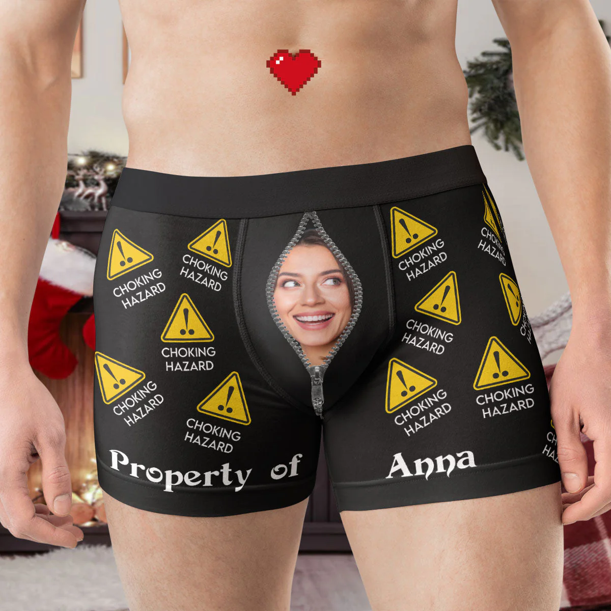 Custom Photo Choking Hazard Property Of Wife - Gift For Boyfriend, Husband, Anniversary - Funny Personalized Custom Boxer Briefs, Men's Boxers - Image 6