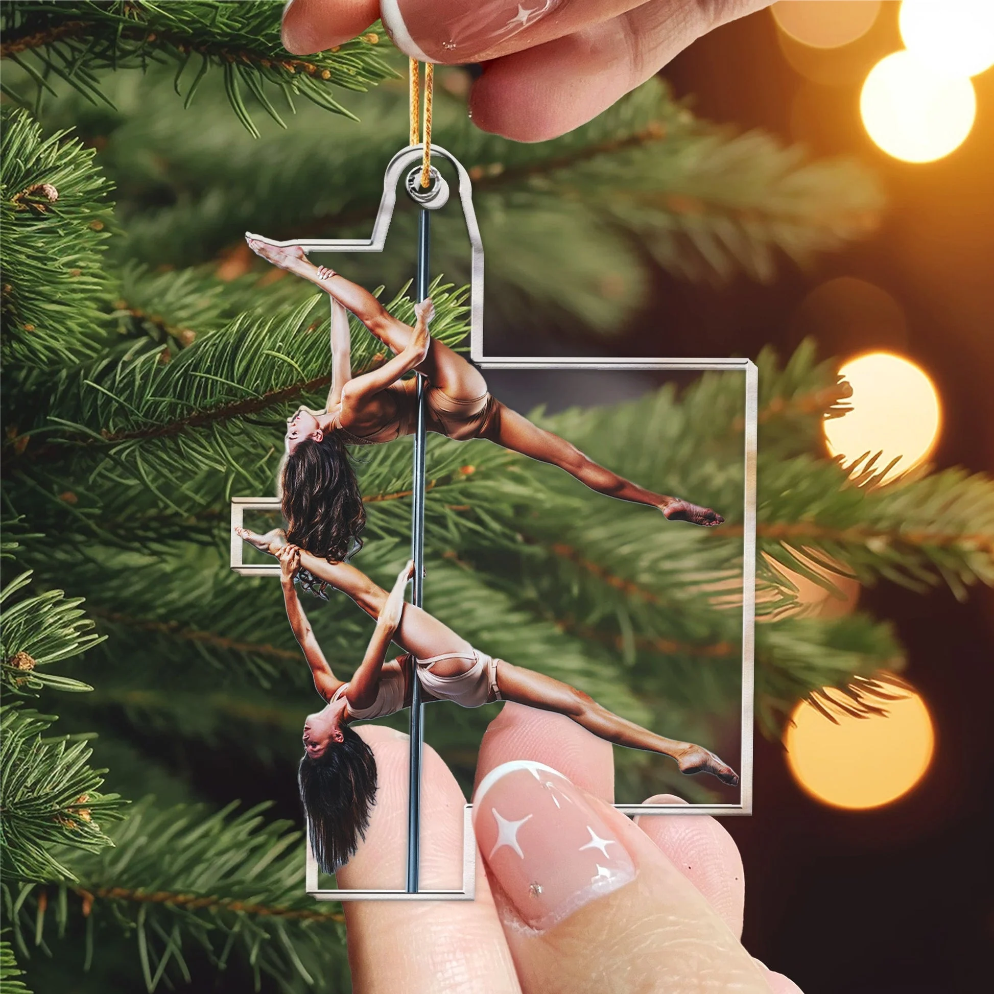 Custom Photo Christmas Gifts For Pole Dancers - Personalized Acrylic Photo Ornament - Image 3