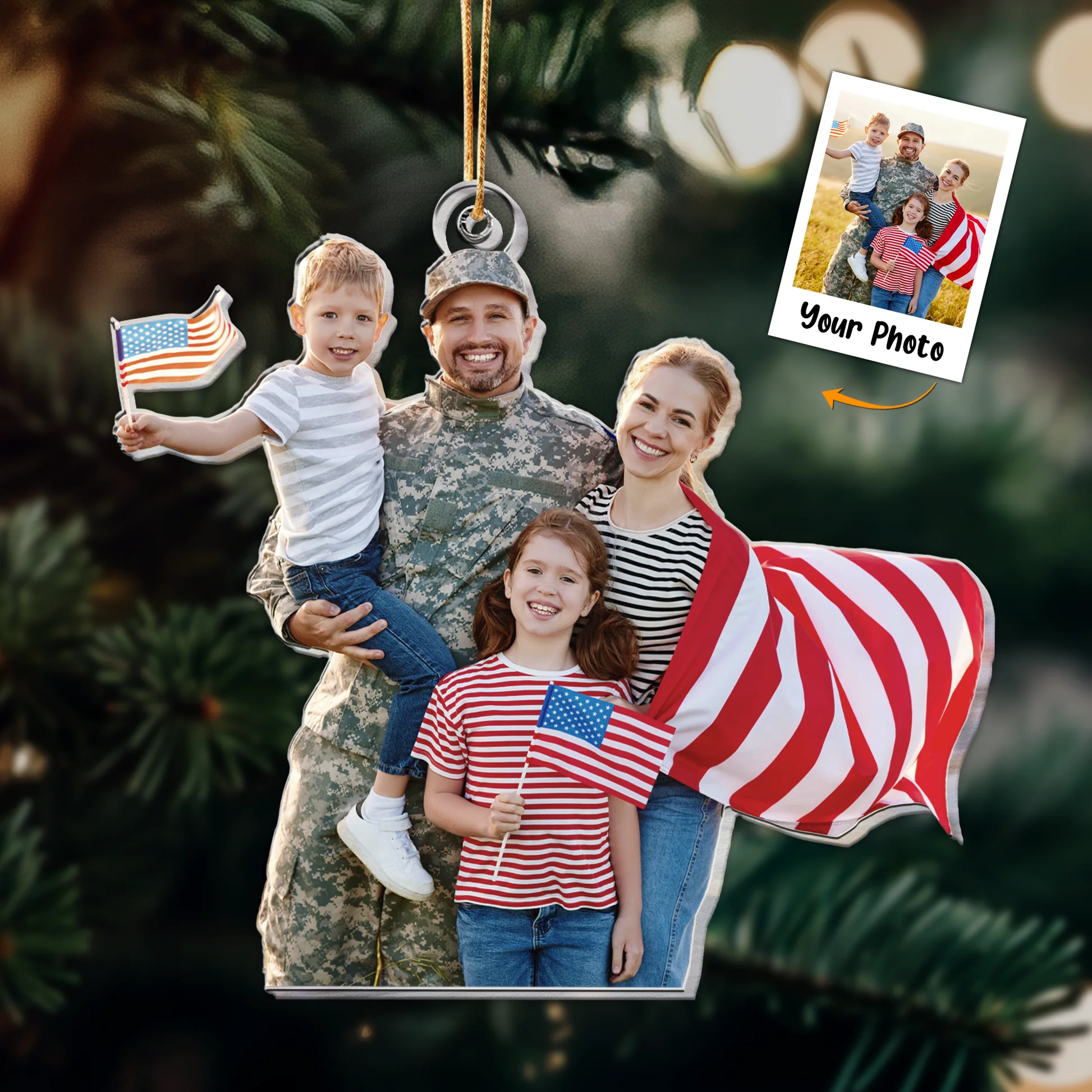 Custom Photo Christmas Ornament Gift For Military Families - Personlized Acrylic Photo Ornament - Image 2