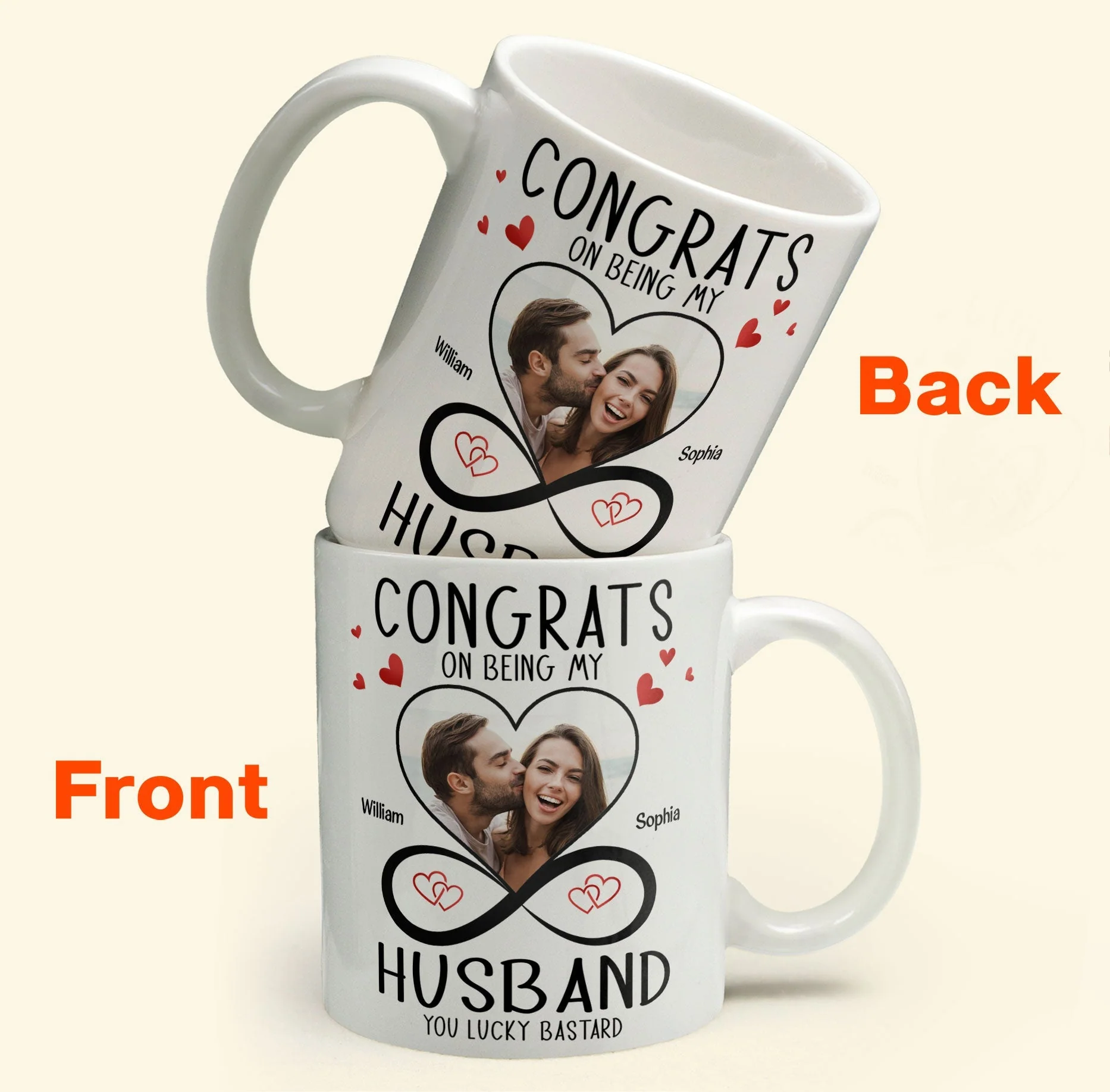 Custom Photo Congrats On Being My Husband - Personalized Ceramic Mug - Gift For Couple, Husband Wife NH96 - Image 2
