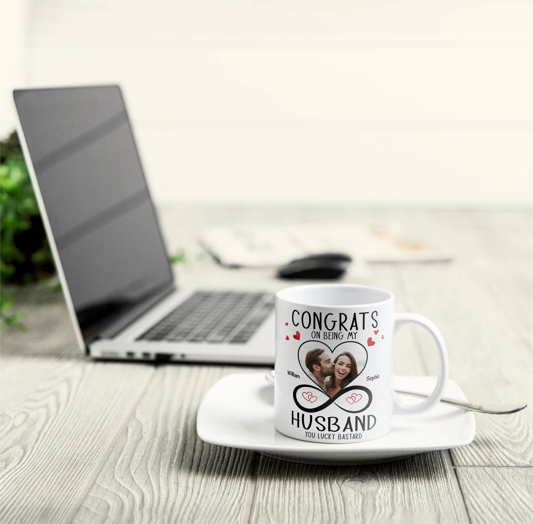 Custom Photo Congrats On Being My Husband - Personalized Ceramic Mug - Gift For Couple, Husband Wife NH96 - Image 3