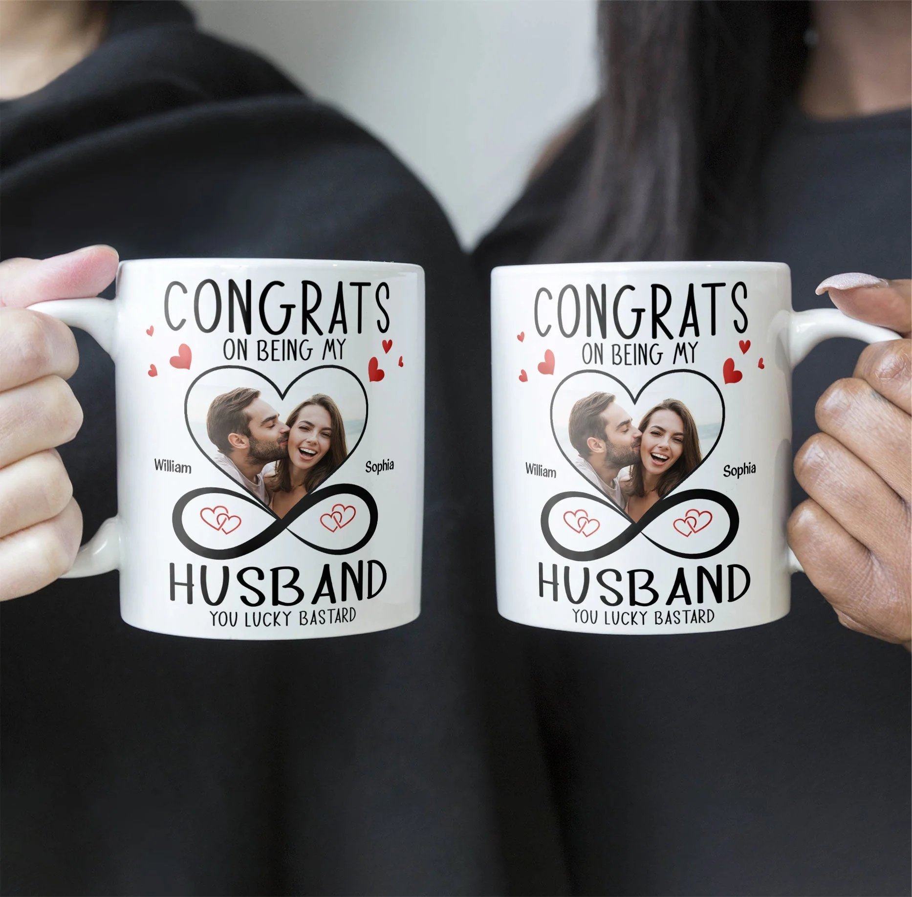 Custom Photo Congrats On Being My Husband - Personalized Ceramic Mug - Gift For Couple, Husband Wife NH96 - Image 4