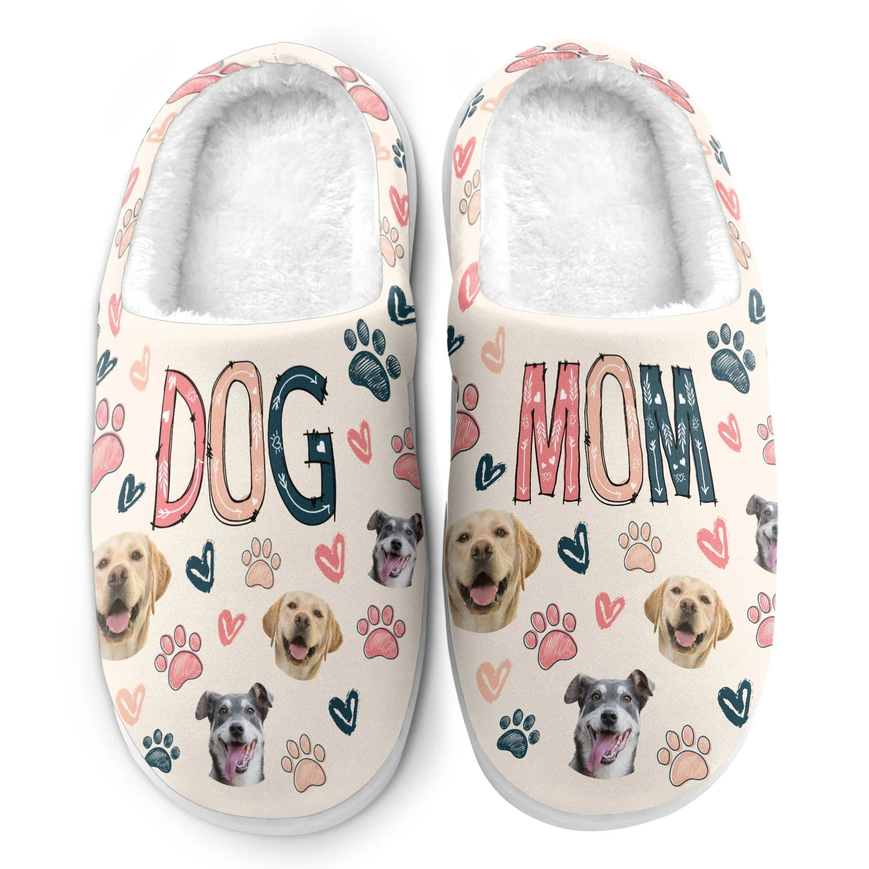Custom Photo Dog Mom Love Paw Paw - Personalized Slippers - Gift For Dog Lovers, Cat Lovers, Pet Owners NA94 - Image 3