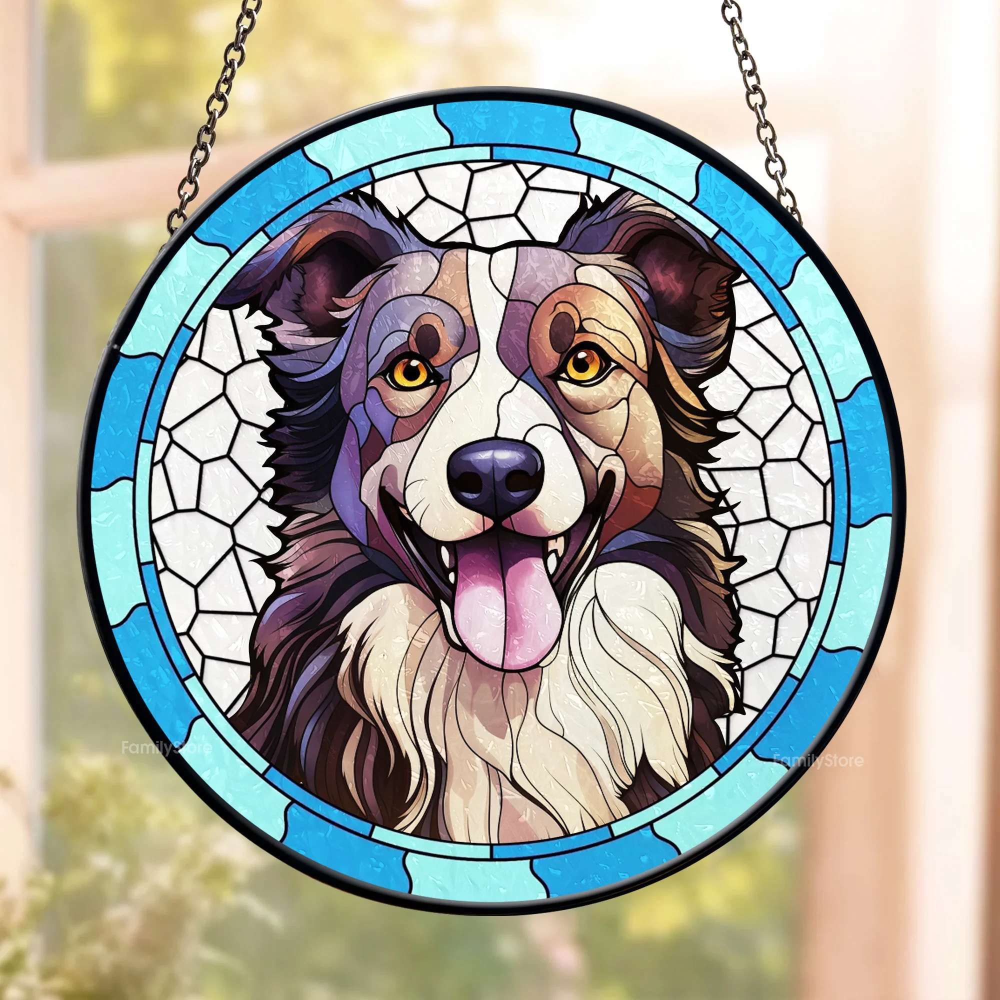 Custom Photo Dog Sympathy Gift For Pet Owners, Pet Lovers - Memorial Personalized Stained Glass Window Hanging Suncatcher - Image 3