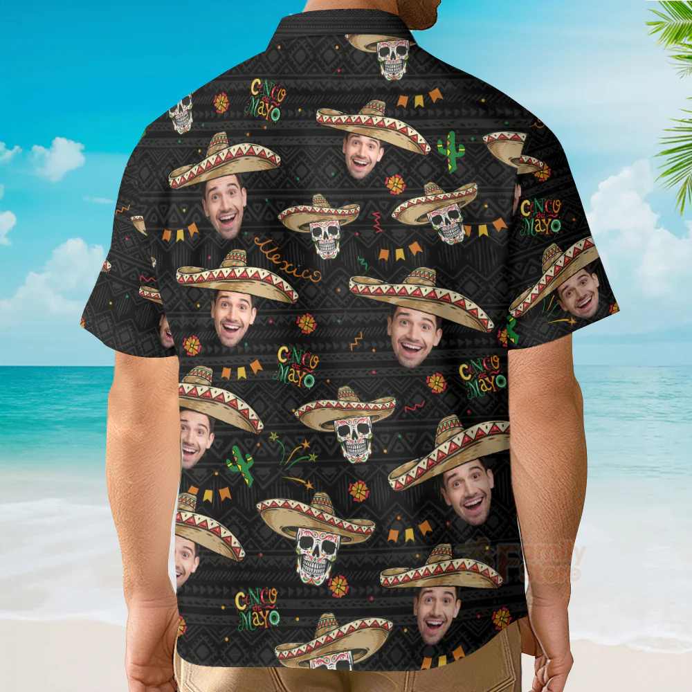 Custom Photo Face Cinco De Mayo Mexican - Personalized Hawaiian Shirt - Image 2